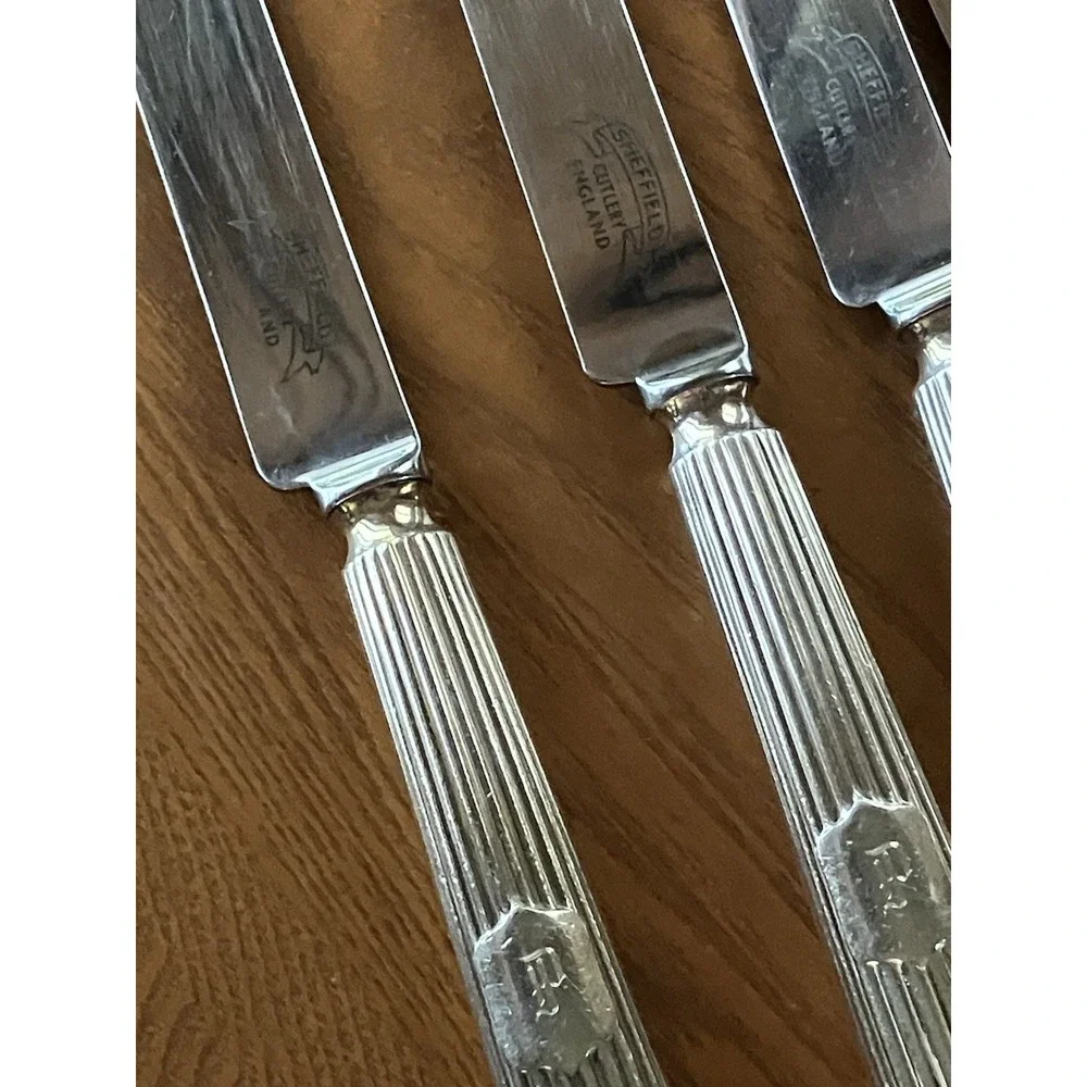 Vintage Wm Hutton & Sons Sheffield England Reeded Harley Pattern 12pc Set
